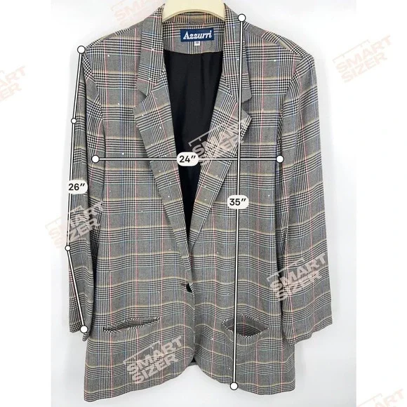 Azzurri Wms Blazer 18 Gray Glen Plaid Rhinestone Vintage 90s Dark Academia - Picture 8 of 9